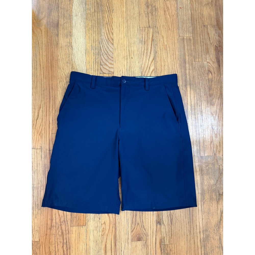 FootJoy FJ Mens 34 Golf Shorts Navy Blue Flat Front Performance Stretch Flaw